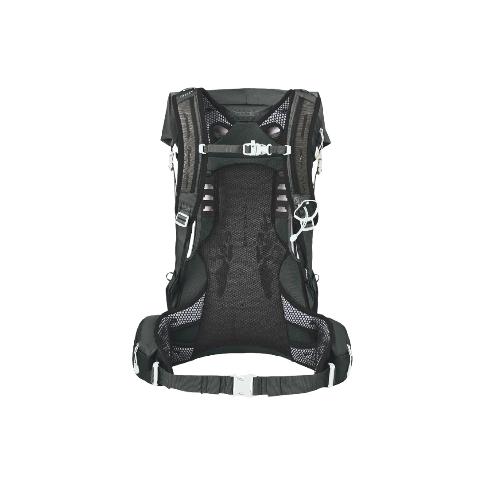Black hydration backpack on a white background