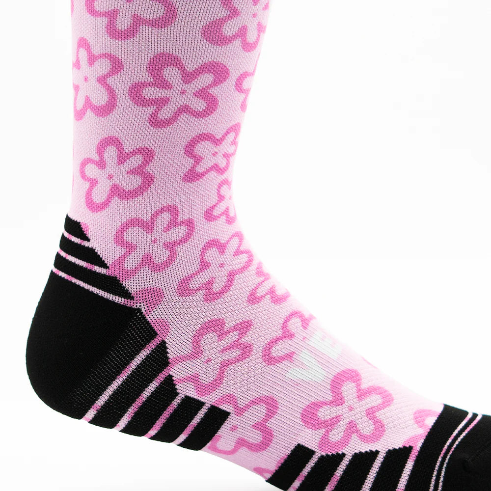 Versus Printed Active Crew Socks - Pink Flower Power