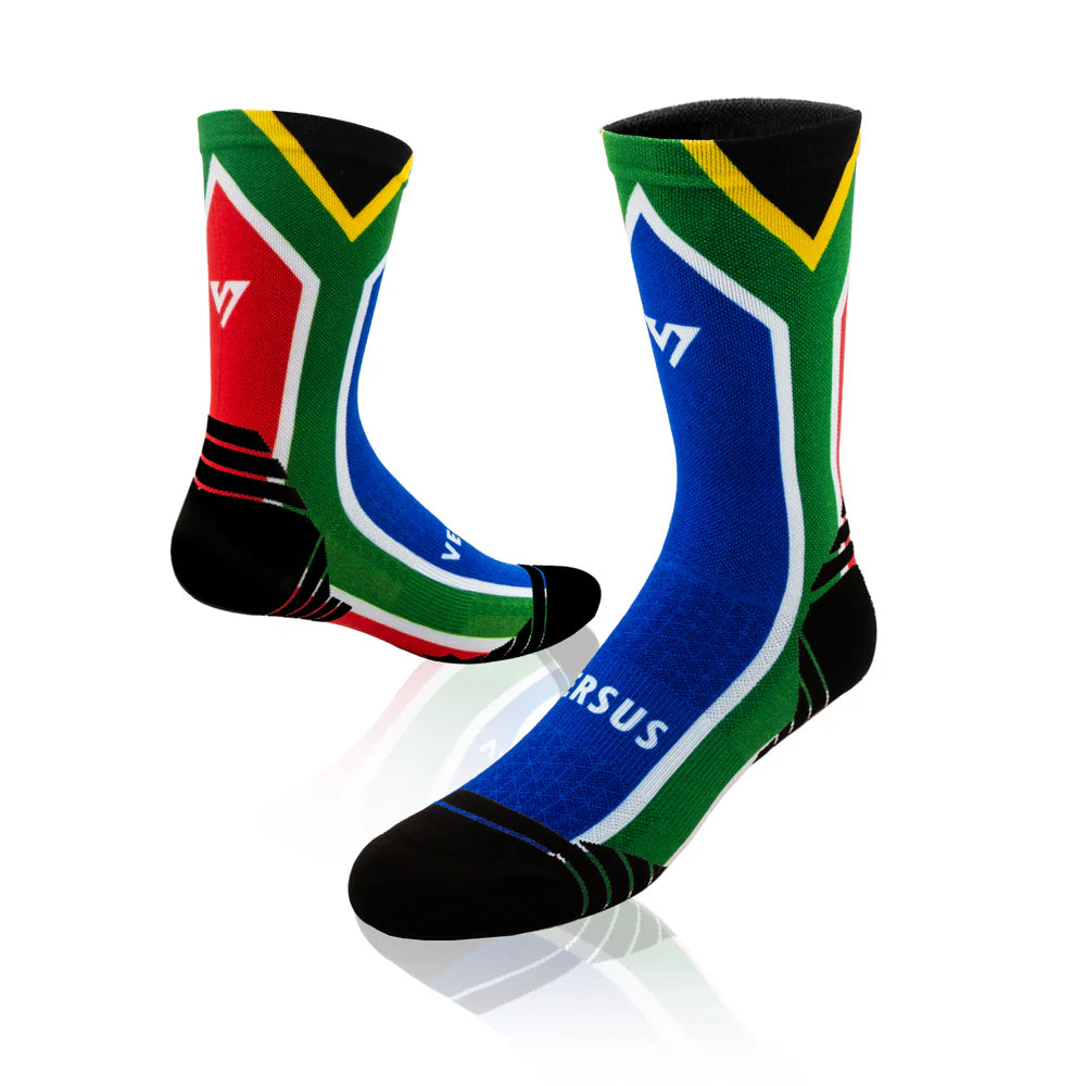 Versus Printed Active Crew Socks - South Africa Flag